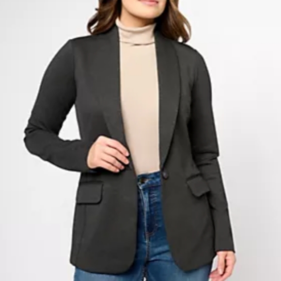 Tailored Susan Graver Heather Gray Blazer Jacket Notched Lapels Wrinkle Free XXS - Picture 1 of 10